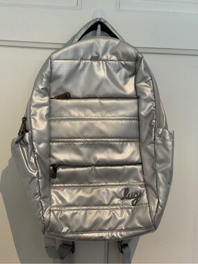 Lug Metallic Silver Quilted Padded Backpack